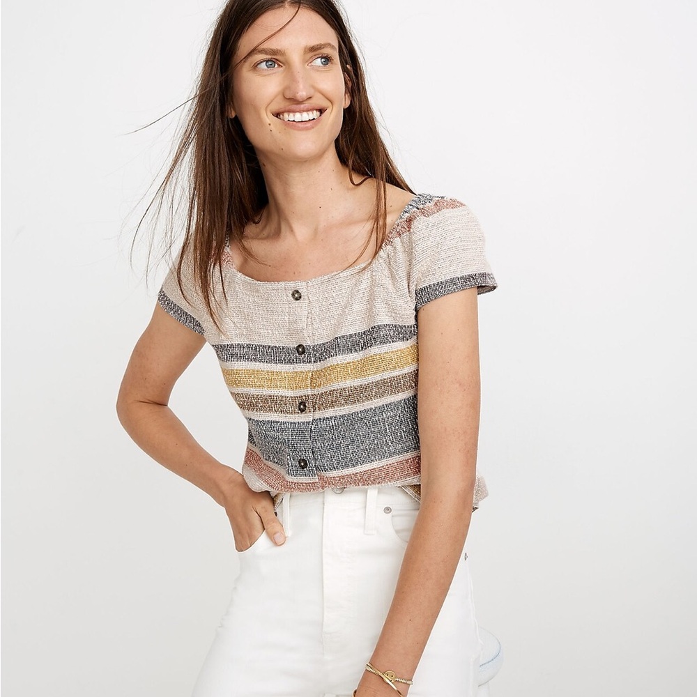 Madewell • Texture and Thread button up tank in muted stripe